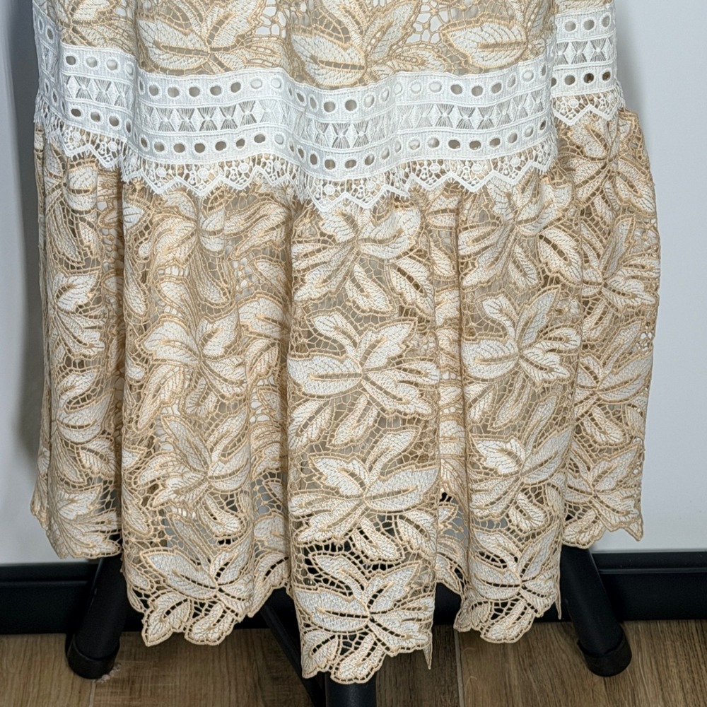 Antonio Melani Egot Lace Midi Dress Ivory Biscotti Bridal Coquette Size 6 NWT - Picture 8 of 15